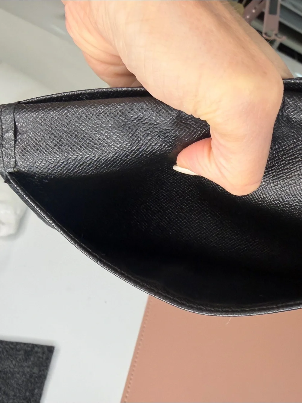 Louis Vuitton Black Taiga Leather Long Bifold Wallet Pocket Planner Organizer